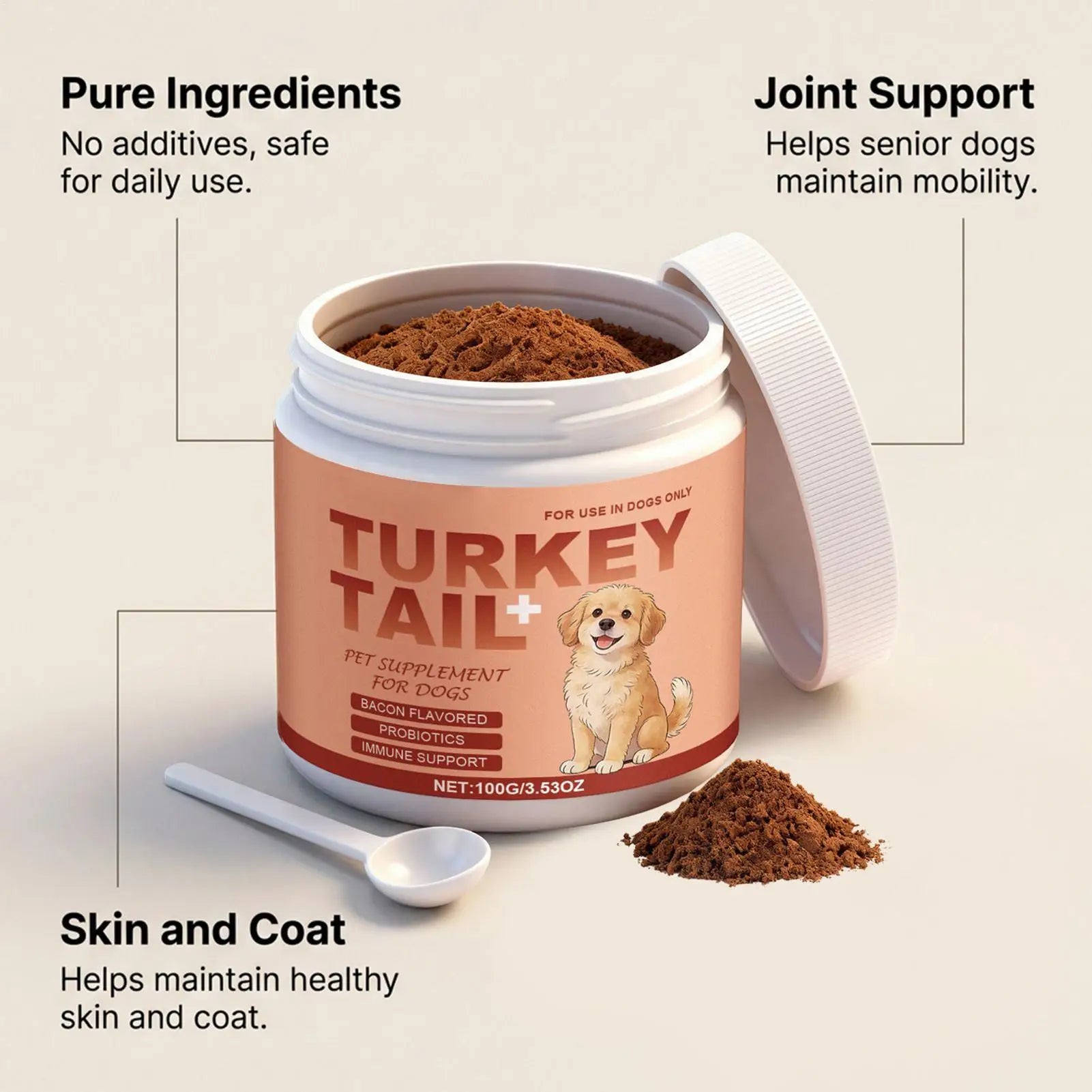 Dog Supplements 100g Skin Dryness Itching Relief Puppy Health Care Supplies Skin and Coat Dog Supplements for Small Medium Large