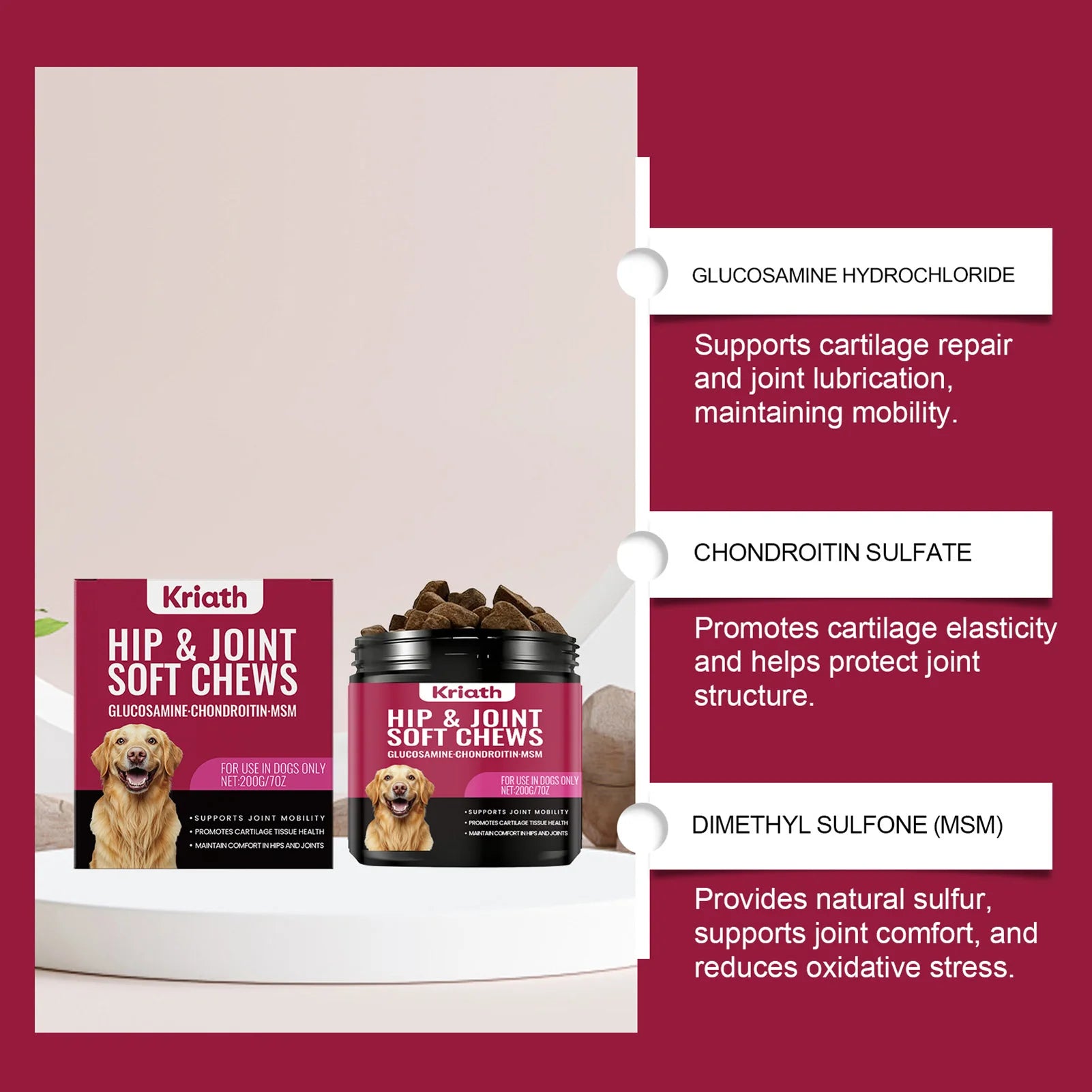 200g Joint Health Supplement For Dogs Relieves Joint Discomfort Stiffness Soft Chews Easy To Give Joint Supplement For Pet Care