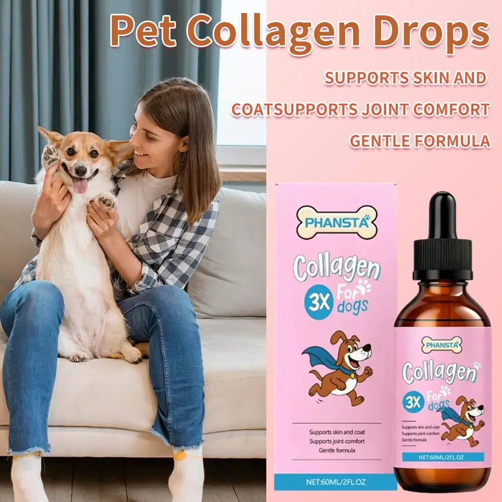 Dog Pet Collagen Based Staple Food Combined With Nutritional Supplement Drops Gentle Formula For Hair And Skin Care 60ml