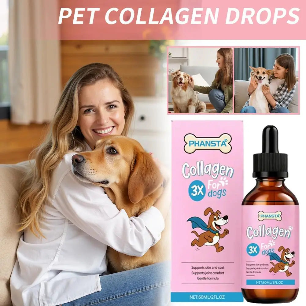 Dog Pet Collagen Based Staple Food Combined With Nutritional Supplement Drops Gentle Formula For Hair And Skin Care 60ml