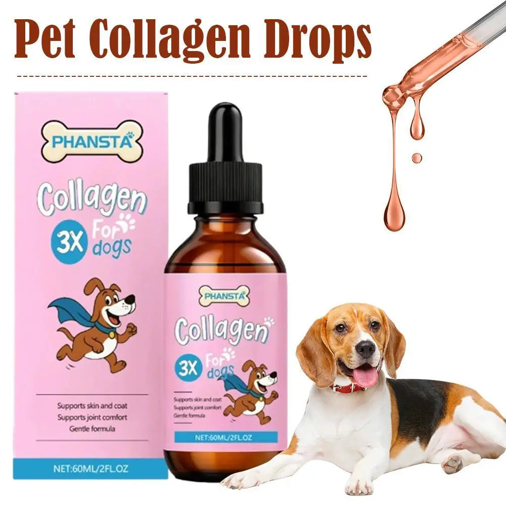 Dog Pet Collagen Based Staple Food Combined With Nutritional Supplement Drops Gentle Formula For Hair And Skin Care 60ml