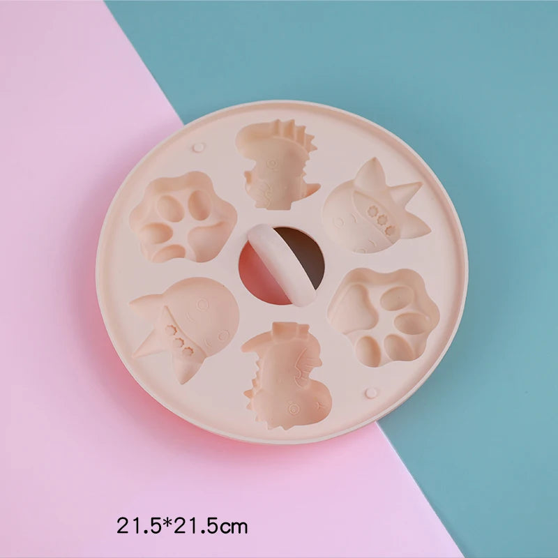 Cartoon Baby Food Supplement Silicone Mold Baby Rice Cake Biscuit Cute Pet Cake Cat Claw Can Be Steamed Baking Tools for Baby