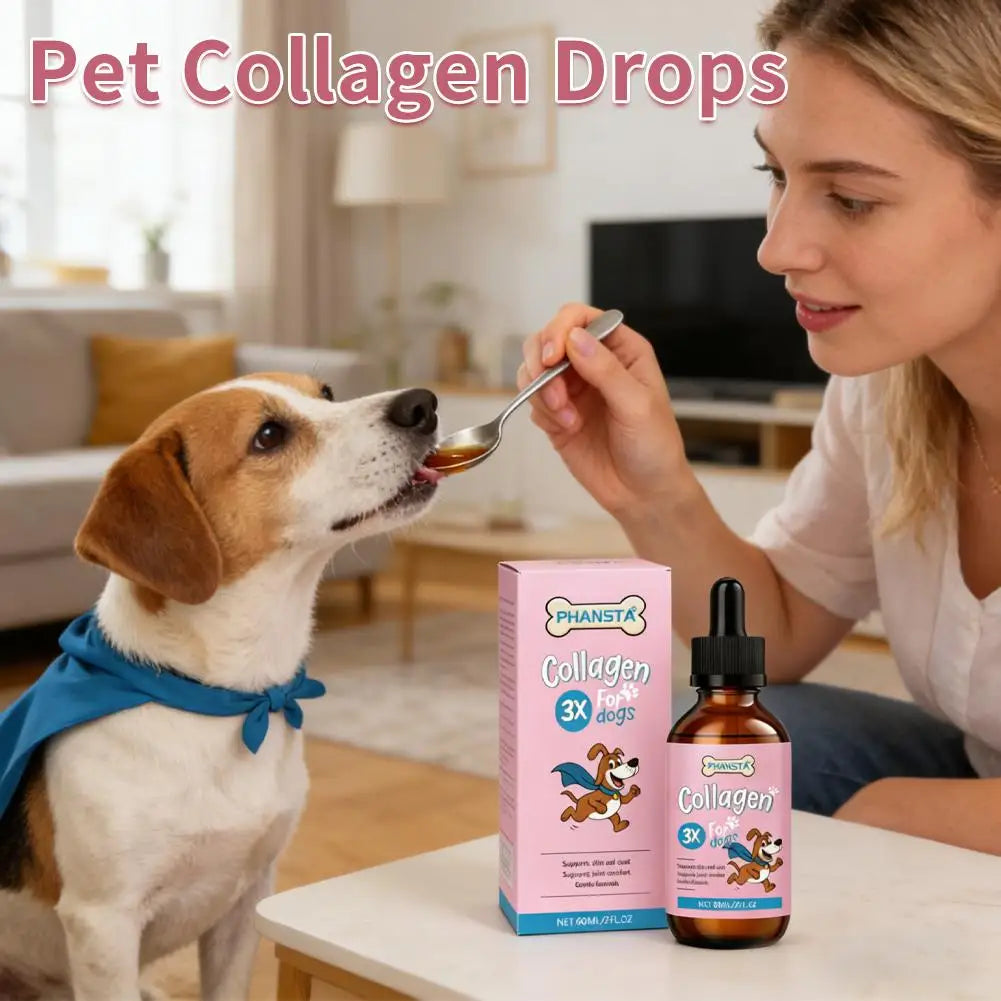 Dog Pet Collagen Based Staple Food Combined With Nutritional Supplement Drops Gentle Formula For Hair And Skin Care 60ml