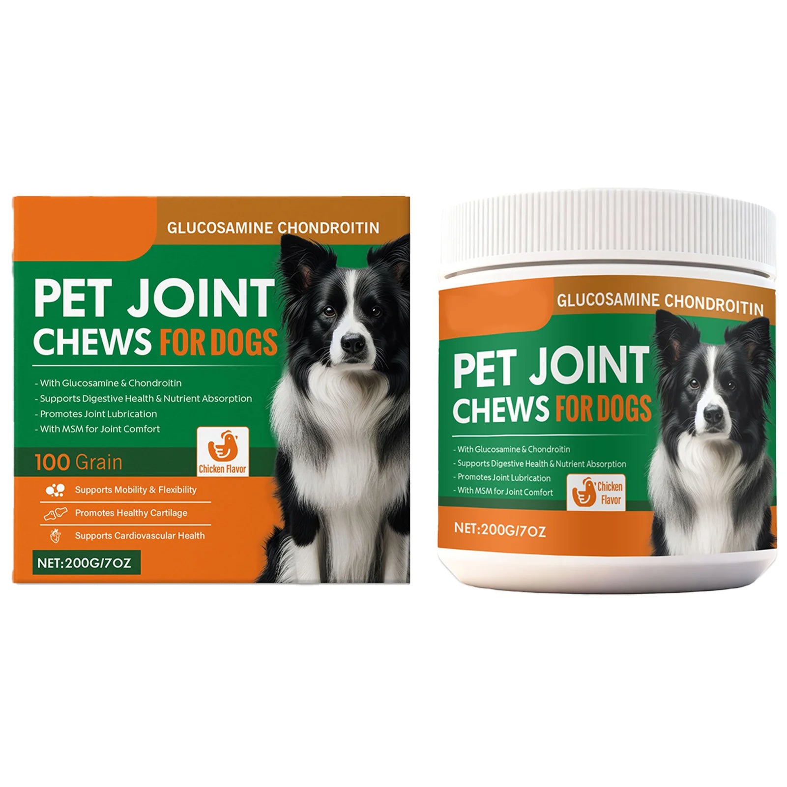 Dog Joint Supplement Chewable Pill Nutrient 100-piece Dog Hip & Joint Care For Home Travel Daily Care Digestive Absorption Pet