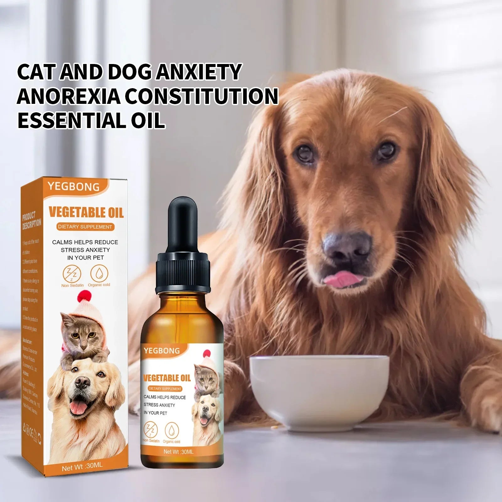Natural Organic Calming Drops Pet Anxiety Relief Blend Essential Oil