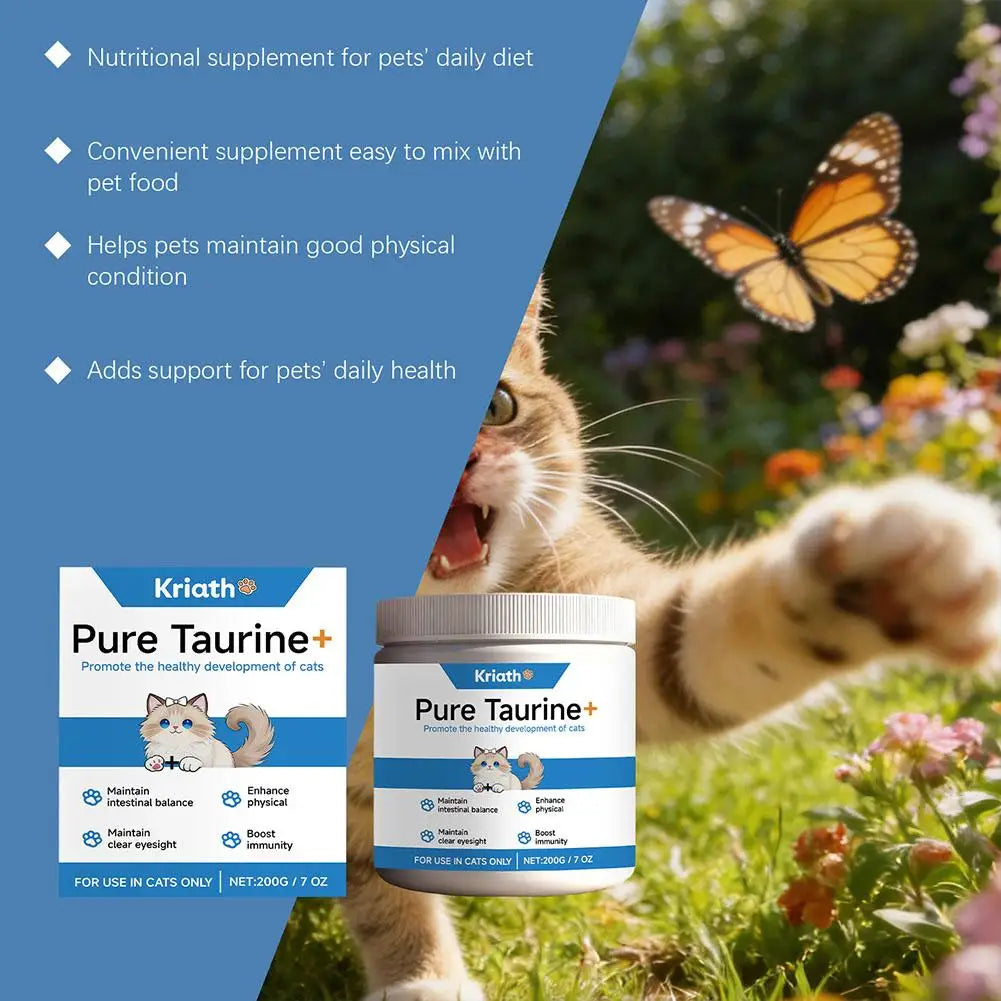 200g High Purity Taurine Powder for Cats Heart Health Vision Immune