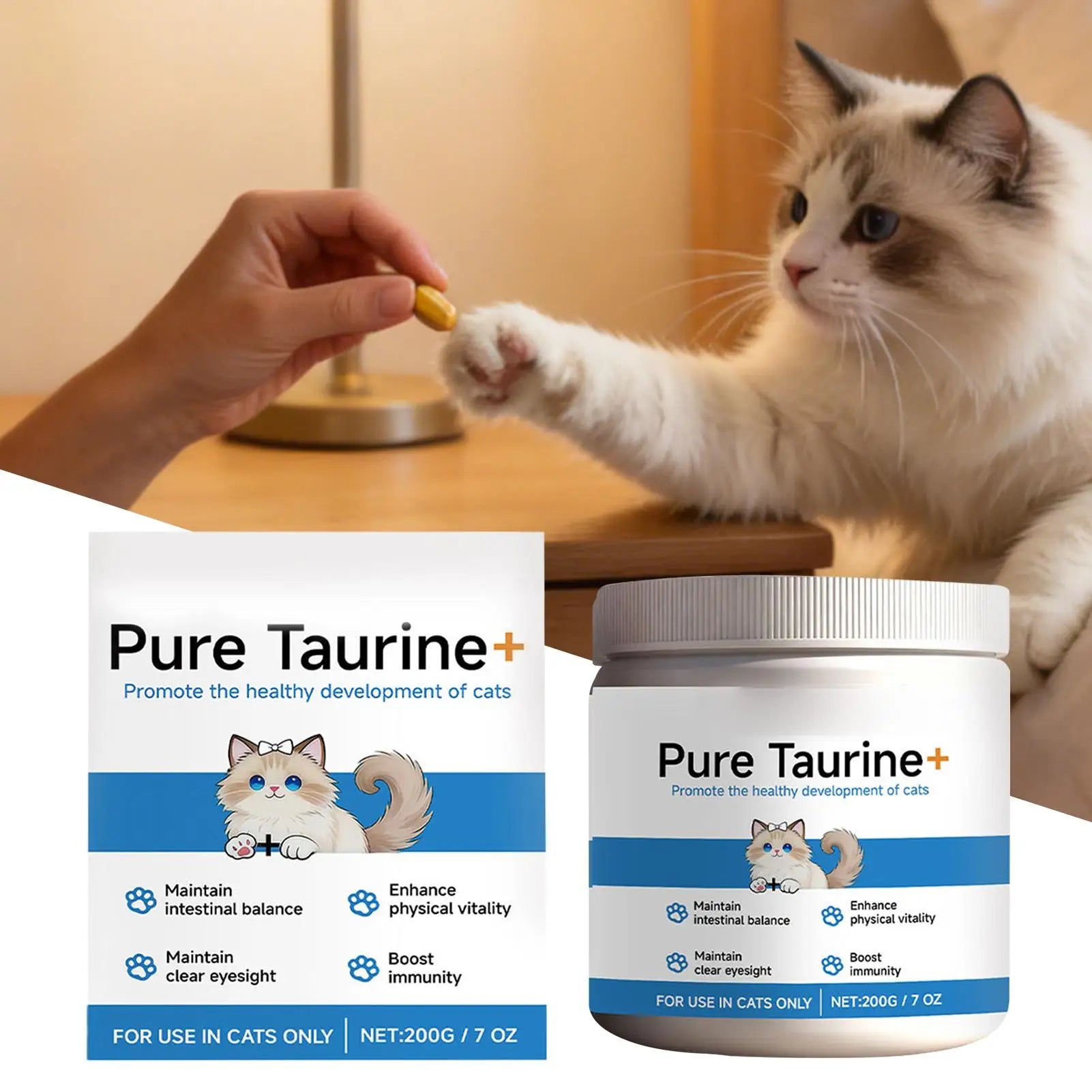 Cat Taurine Powder Support for Pet Heart Health Promote Maintain