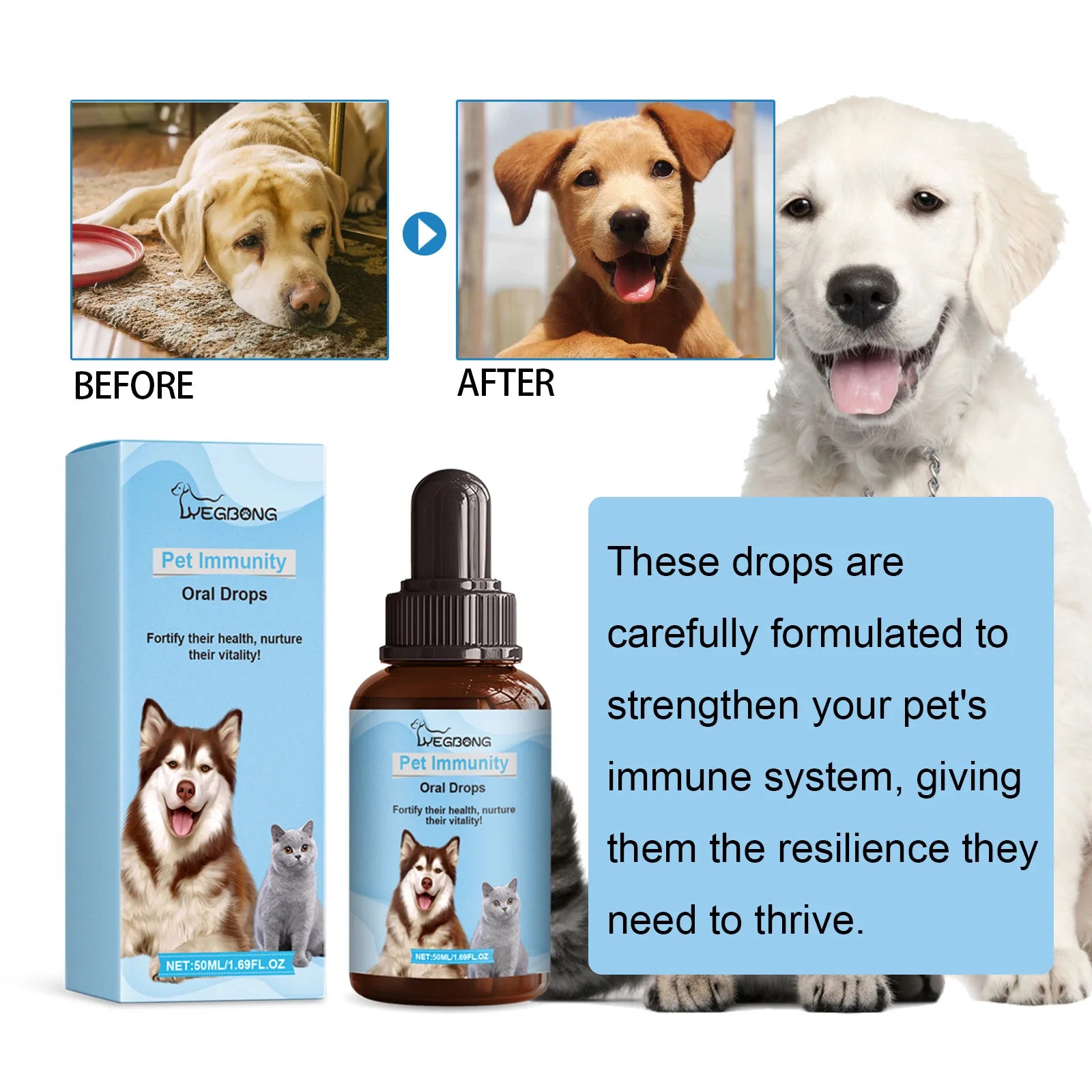 Yegbong Pet Health Drops Cats Dogs Balanced Nutrition Enhance Puppy