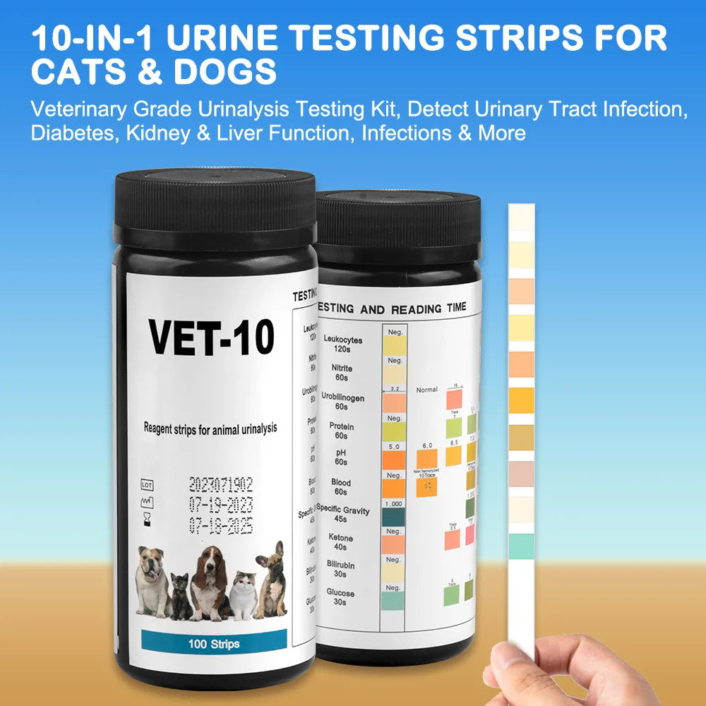 10-Parameter Cat & Dog Urine Test Strips 100ct, Cat & Dog UTI Test