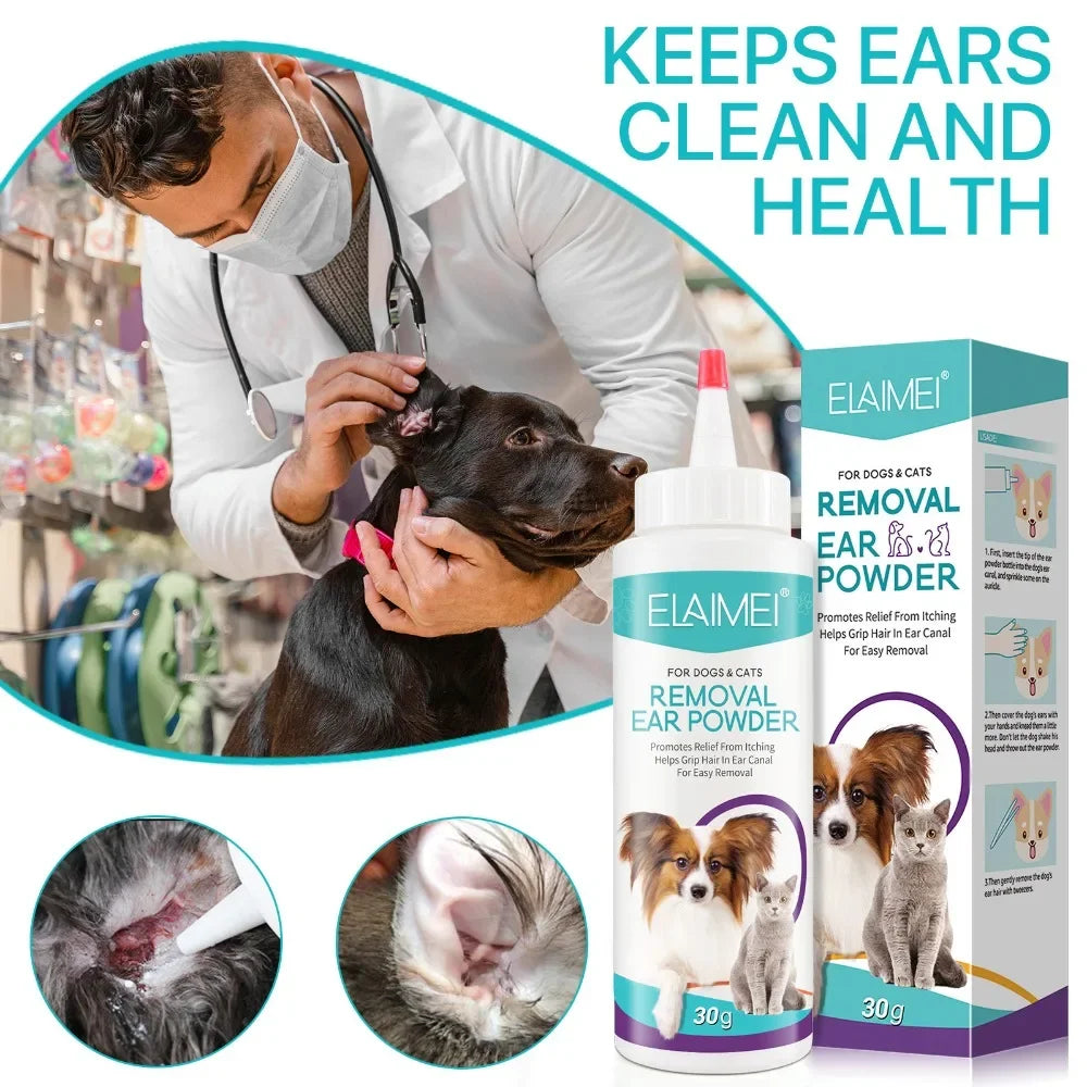 Pet Ear Powder for Dogs and Cats Pet Ear Health Care Easy to Remove