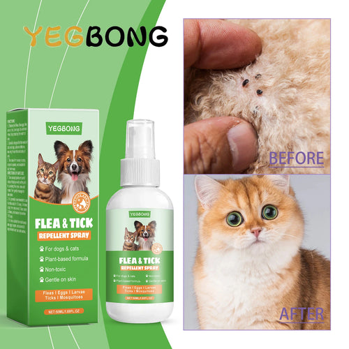 YEGBONG 50ml Pet Flea Mite Defense Spray Hypoallergenic Gentle Coat