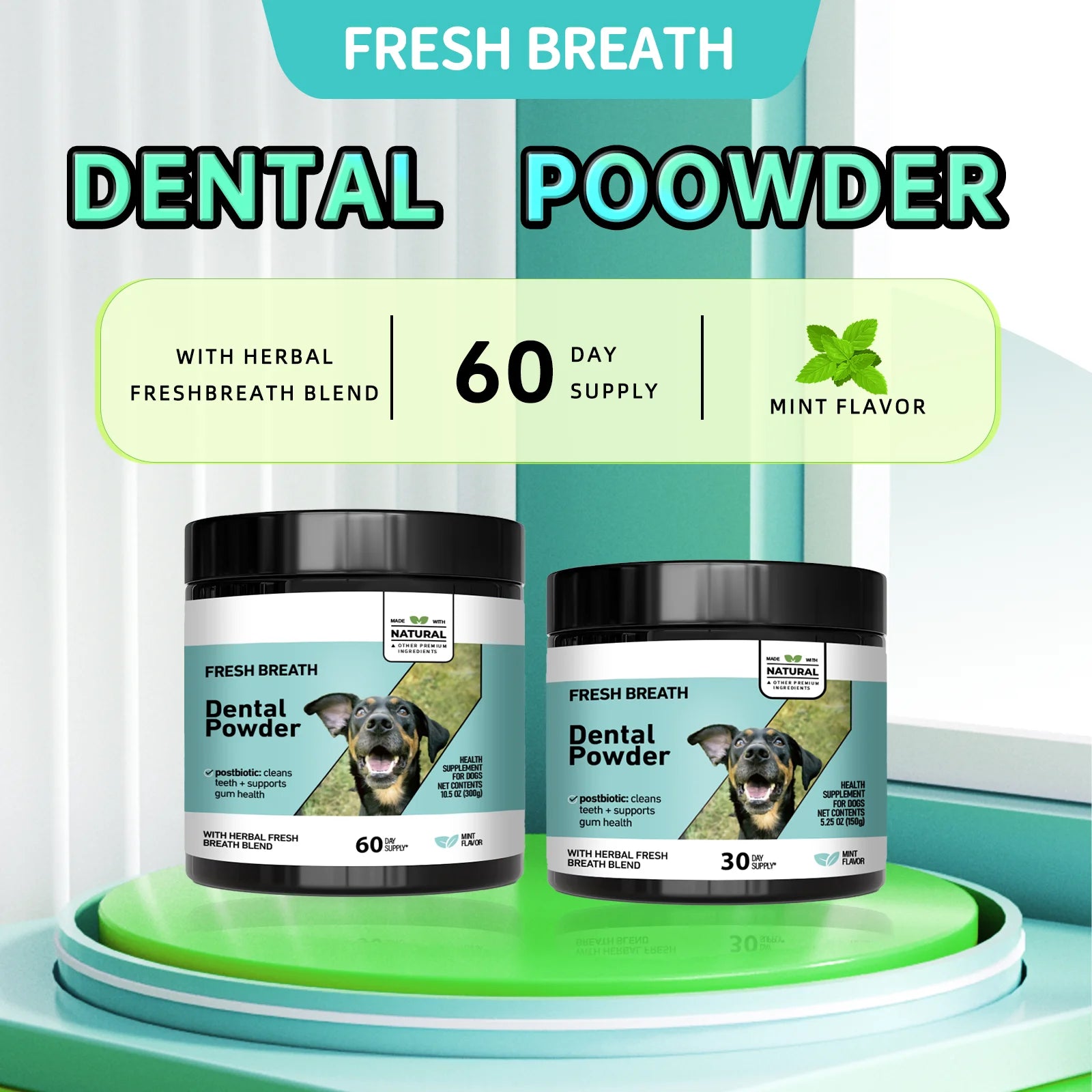 Anti-Tartar Pet Dental Powder - For dogs & cats. Freshens breath