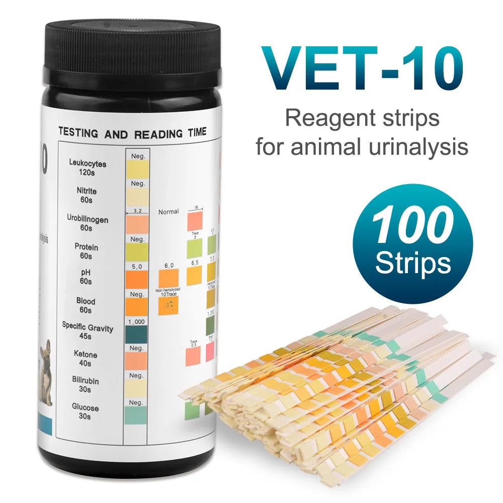 10-Parameter Cat & Dog Urine Test Strips 100ct, Cat & Dog UTI Test