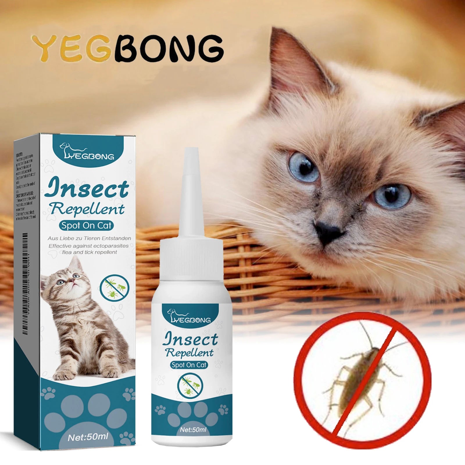 YEGBONG 50ml Flea Tick Control Liquid for Dogs Cats Fast Acting