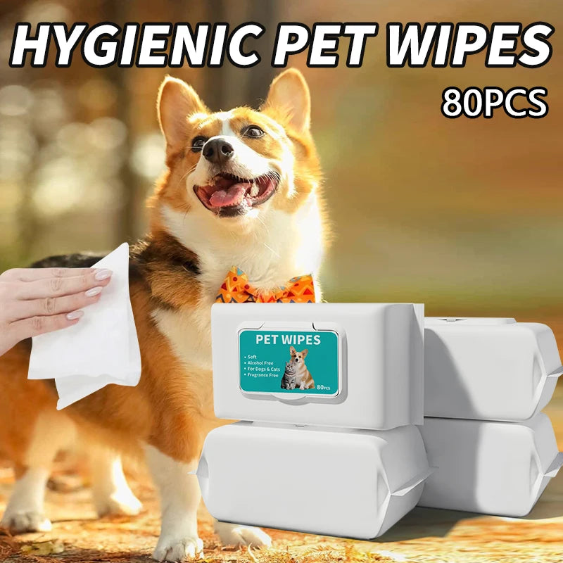 80PCS/pack Pet wipes Disposable Pure water formula Pet care Dog and