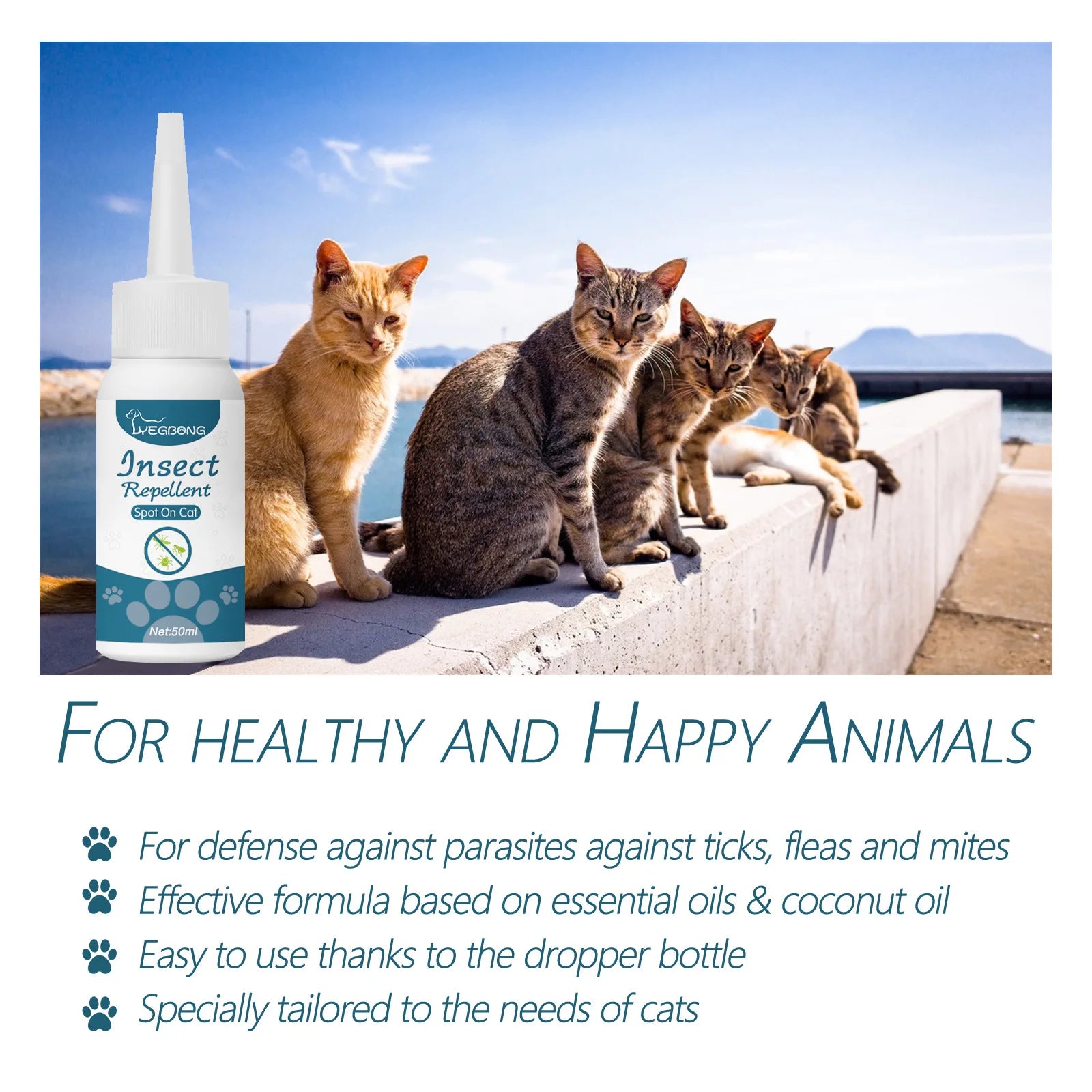 Pet Flea Tick Killer Drops for Dogs Cats - Safe Anti Lice Mite