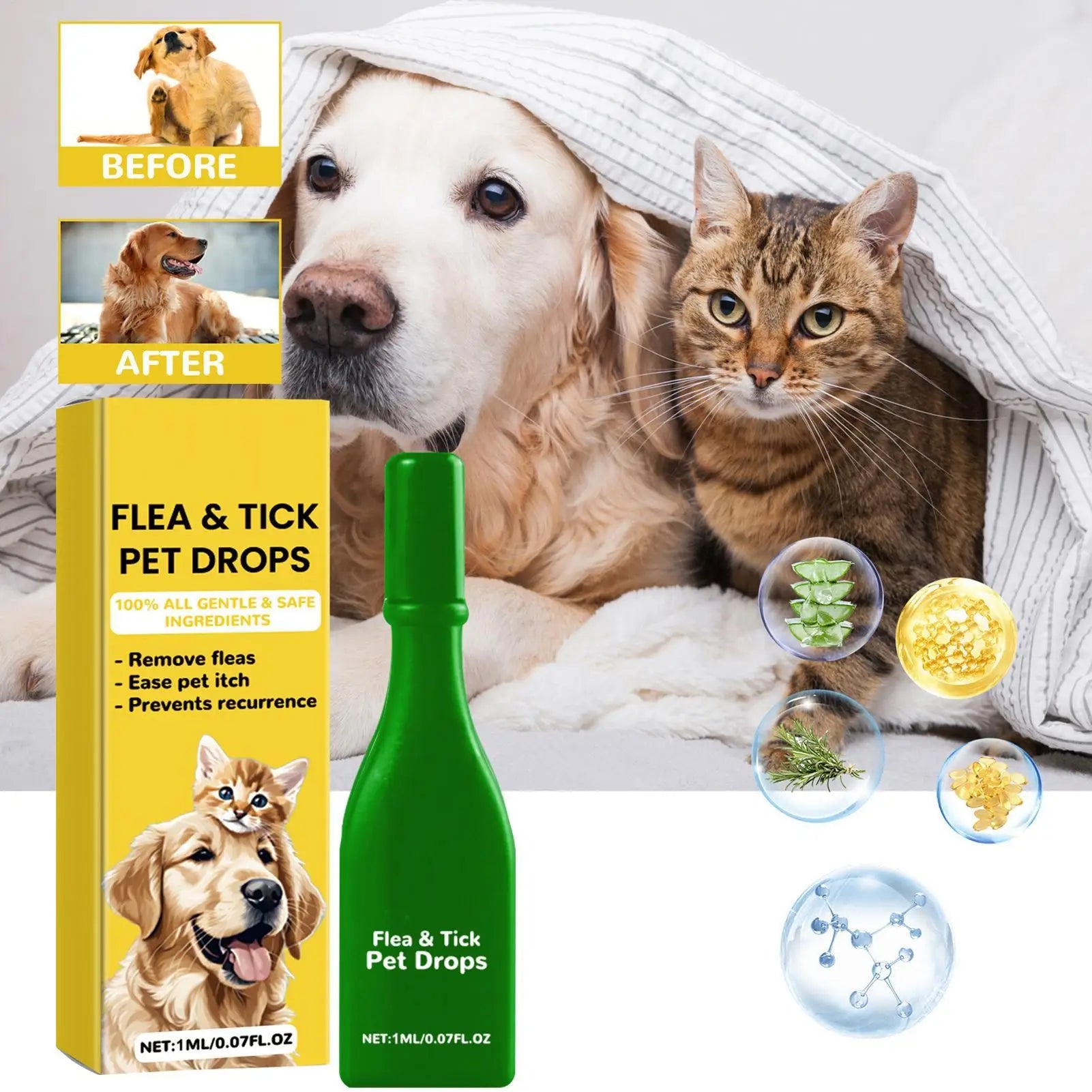 Cat Anti Flea Drops Flea Lice Remove Relieve Skin Itching External