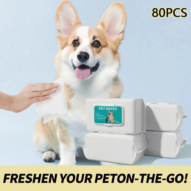 80PCS/pack Pet wipes Disposable Pure water formula Pet care Dog and