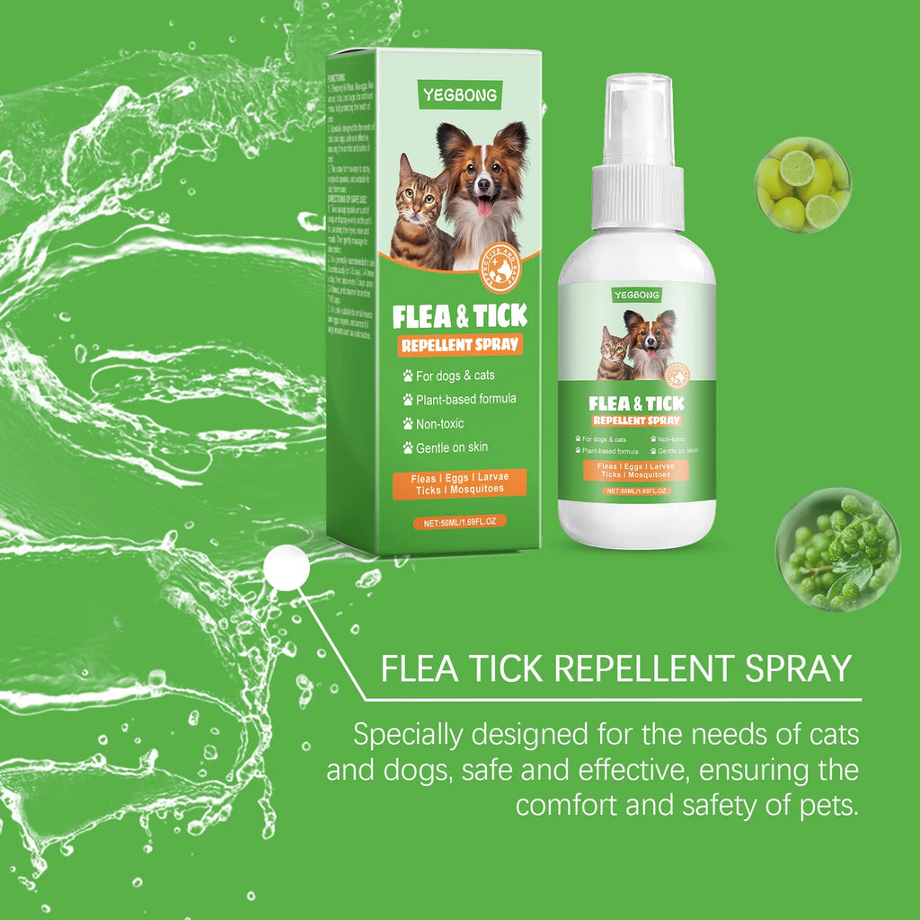 YEGBONG 50ml Pet Flea Mite Defense Spray Hypoallergenic Gentle Coat