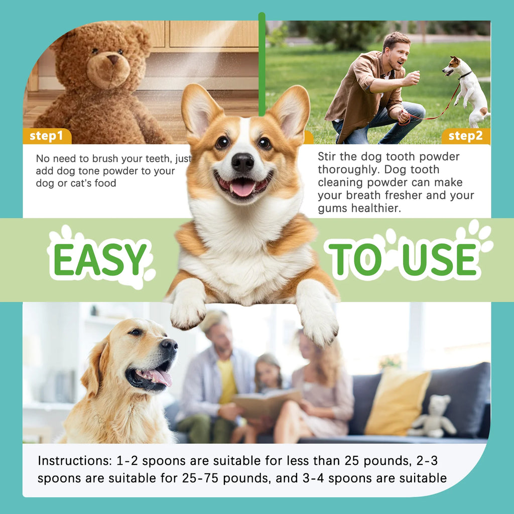 Anti-Tartar Pet Dental Powder - For dogs & cats. Freshens breath