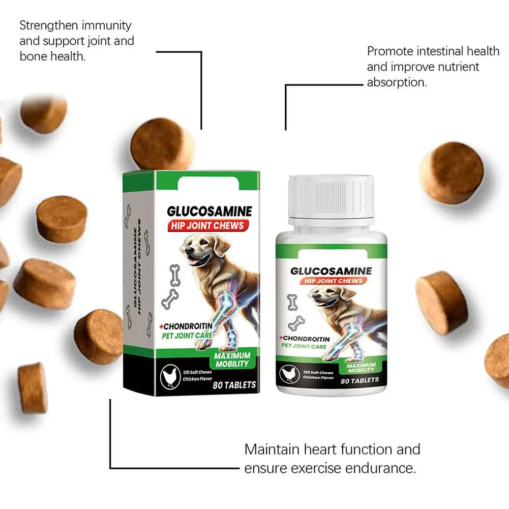Joint Care Tablets For Dogs Enhance Vitality Supplement Nutrition Chicken Flavor Chondroitin Pet Joint Care Soft Chew 80 Tablets