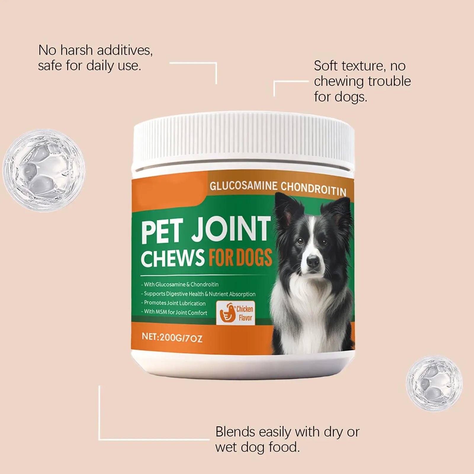 Joint Supplement for Dogs Chewable Pill 100-piece Dog Hip & Joint Care for Home Travel Daily Care Digestive Absorption Pet