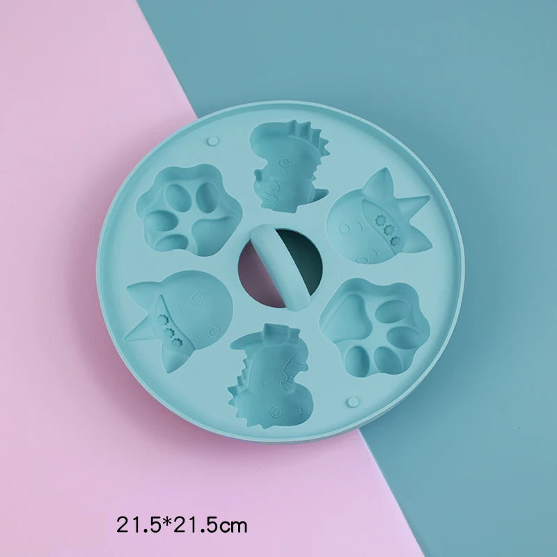 Cartoon Baby Food Supplement Silicone Mold Baby Rice Cake Biscuit Cute Pet Cake Cat Claw Can Be Steamed Baking Tools for Baby