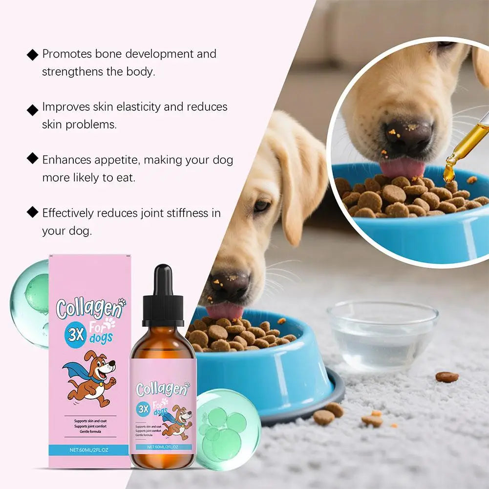 60ml Dog Pet Collagen Based Staple Food Combined With Nutritional Supplement Drops Gentle Formula For Hair And Skin Care