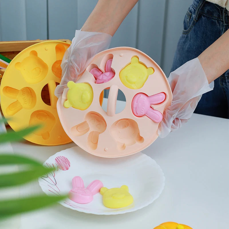 Cartoon Baby Food Supplement Silicone Mold Baby Rice Cake Biscuit Cute Pet Cake Cat Claw Can Be Steamed Baking Tools for Baby