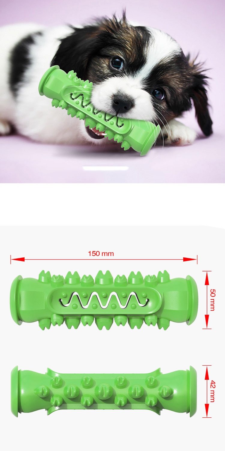 Dental Delight Rubber Dog Chew Toy - Blue, Green, Yellow